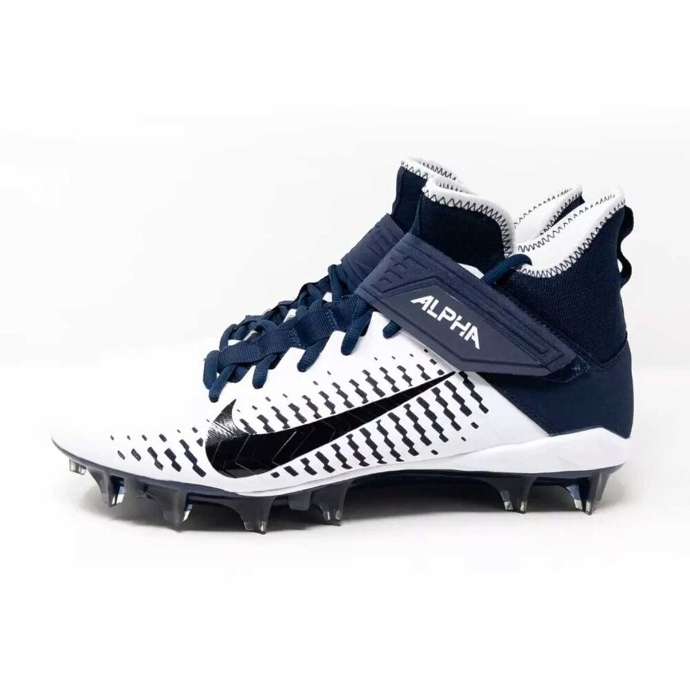 Nike Alpha Menace Pro 2 Mid Men's Football Cleats White Navy Silver Size 11.5